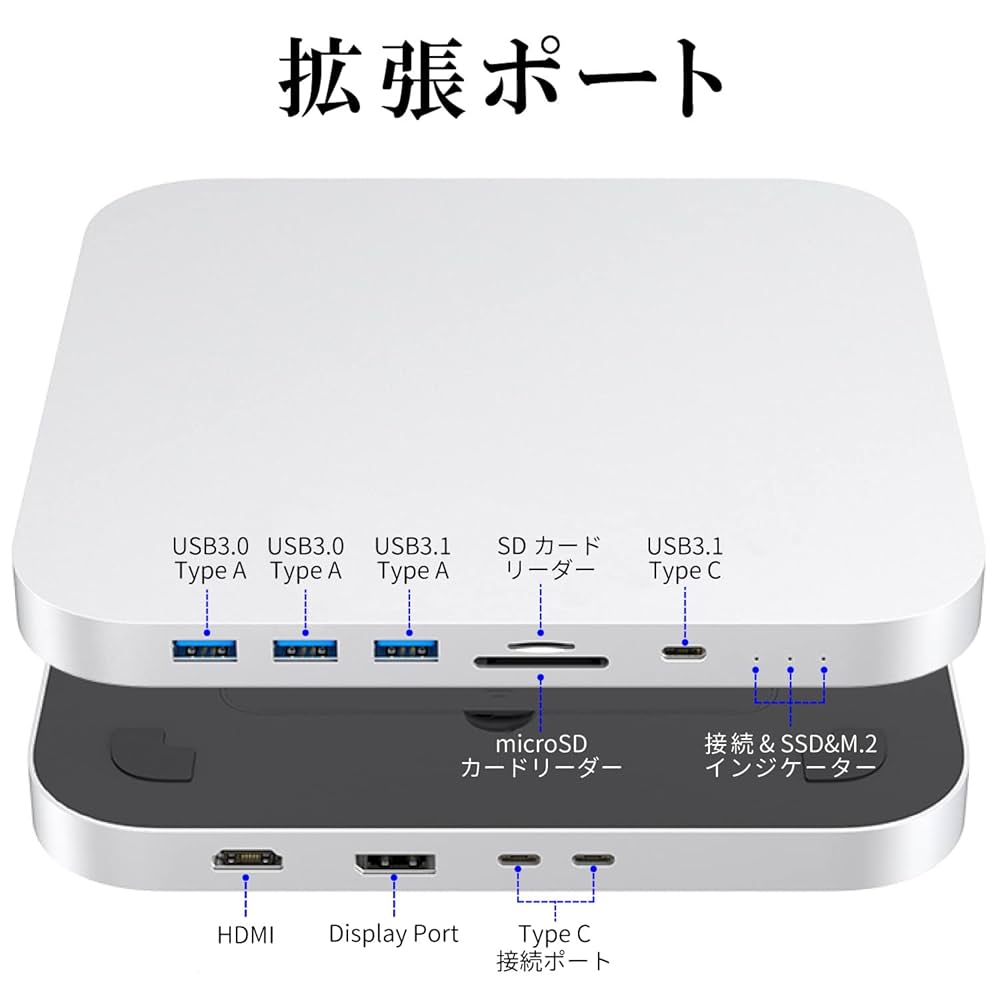 Mac mini M2 + ドッキングステーション Mac mini ドッキングステーション 実機レビュー、M2 Mac miniと
